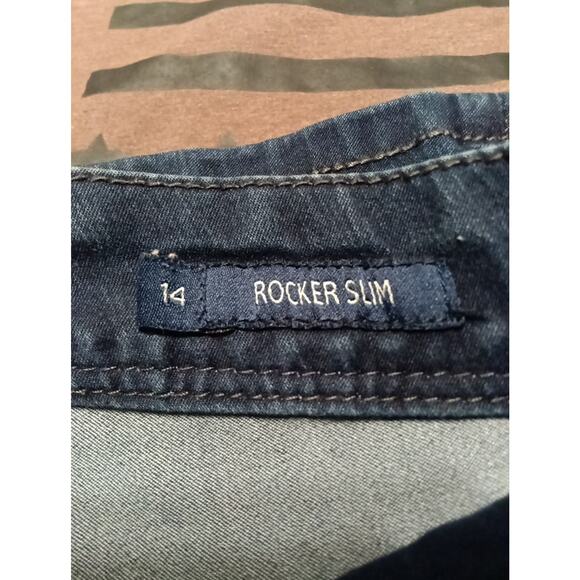 Seven7 Women's Blue Jeans Rocker Slim Size 14 Dark Wash Low Rise Boot Cut - Picture 9 of 11